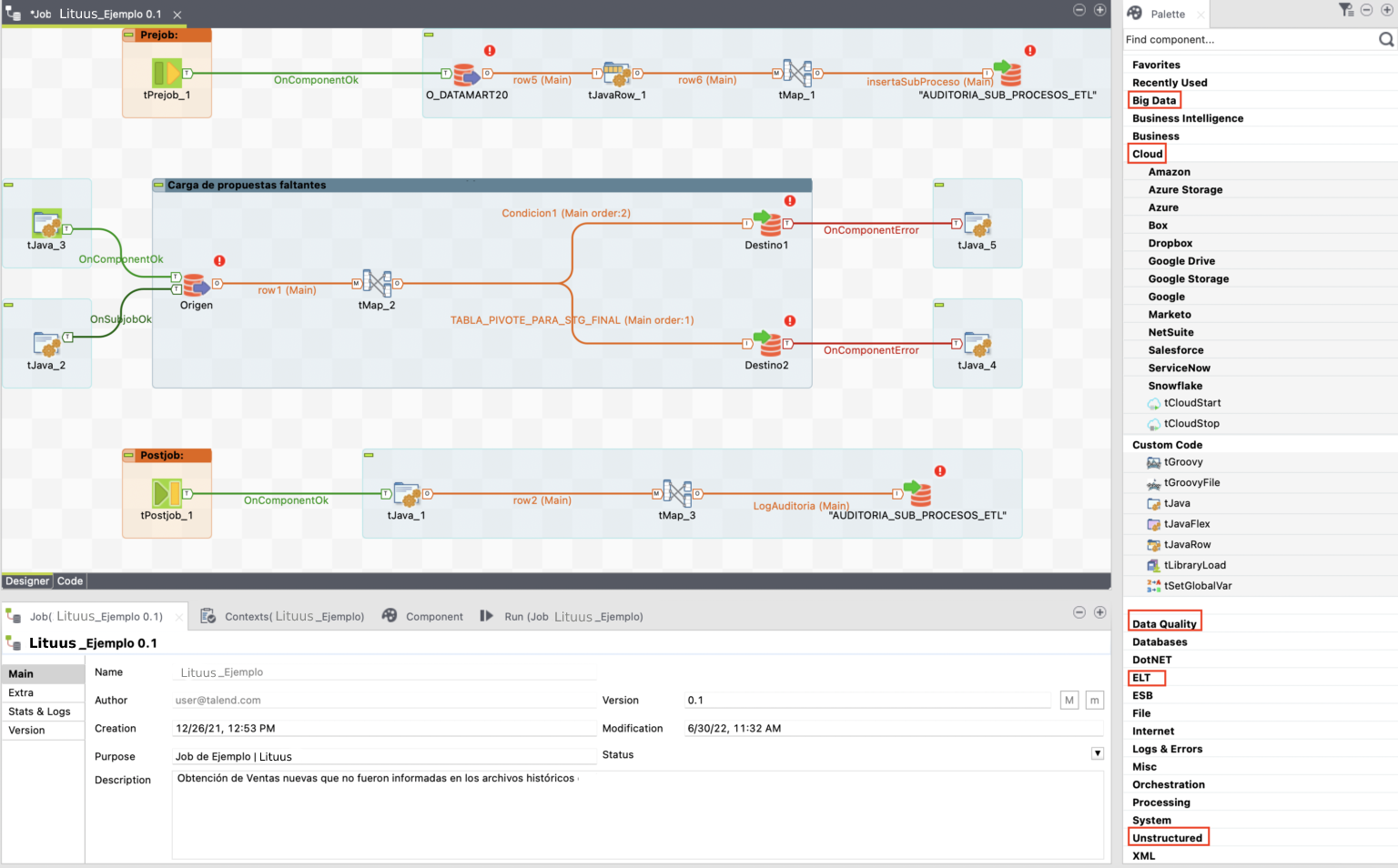 Ejemplos de herramientas ETL: Talend Open Studio